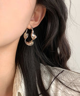 Original Gold Metal Overgild Asymmetrical Hoop Earrings